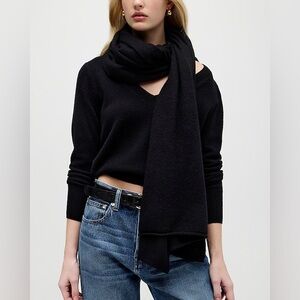 J. Crew Classic Black Wrap Oversized Cashmere Scarf